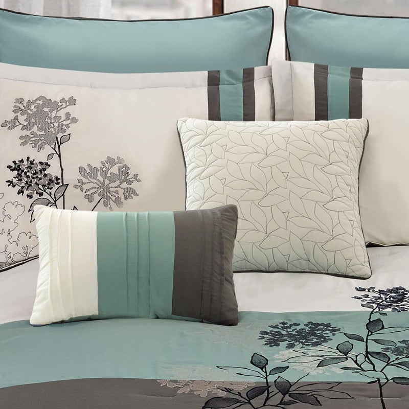 Riverbrook Home Emilie Comforter Set, King, Blue/Gray/Ivory, 8 Piece Set - Image 2